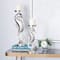 Silver Aluminum Coastal Seahorse Candle Holder Set